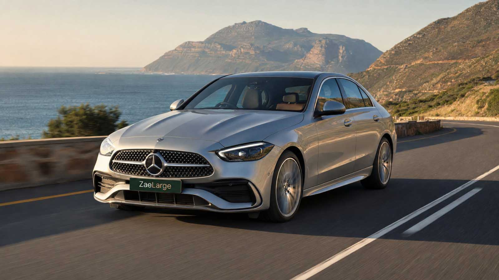 Silver grey Mercedes-Benz C-Class executive sedan hire in Cape Town